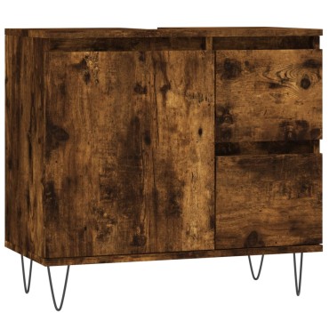 vidaXL Ντουλάπι Μπάνιου Καπνιστή Δρυς 65x33x60cm Επεξεργασμένο Ξύλο