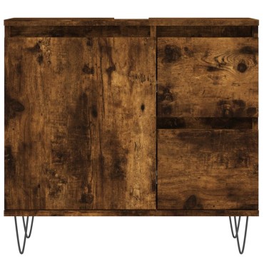 vidaXL Ντουλάπι Μπάνιου Καπνιστή Δρυς 65x33x60cm Επεξεργασμένο Ξύλο