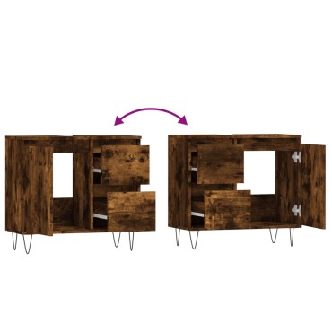 vidaXL Ντουλάπι Μπάνιου Καπνιστή Δρυς 65x33x60cm Επεξεργασμένο Ξύλο