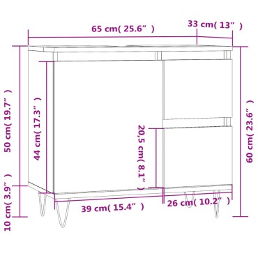 vidaXL Ντουλάπι Μπάνιου Λευκό 65x33x60cm από Επεξεργασμένο Ξύλο