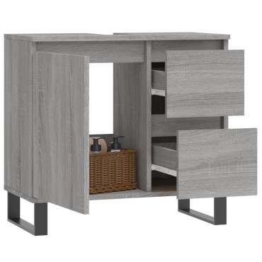 vidaXL Ντουλάπι Μπάνιου Γκρι Sonoma 65x33x60cm Επεξεργασμένο Ξύλο