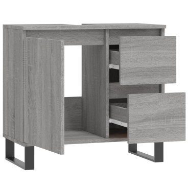 vidaXL Ντουλάπι Μπάνιου Γκρι Sonoma 65x33x60cm Επεξεργασμένο Ξύλο