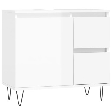 vidaXL Ντουλάπι Μπάνιου Γυαλιστερό Λευκό 65x33x60cm Επεξεργ. Ξύλο
