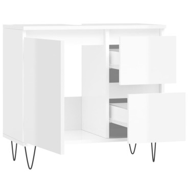 vidaXL Ντουλάπι Μπάνιου Γυαλιστερό Λευκό 65x33x60cm Επεξεργ. Ξύλο