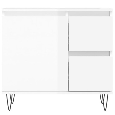 vidaXL Ντουλάπι Μπάνιου Γυαλιστερό Λευκό 65x33x60cm Επεξεργ. Ξύλο