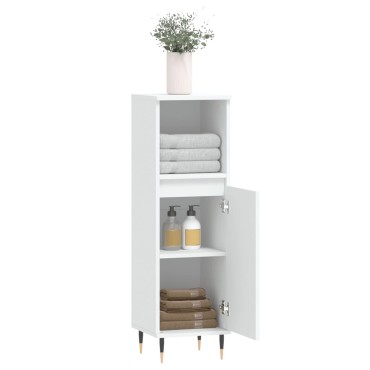 vidaXL Ντουλάπι Μπάνιου Λευκό 30x30x100cm από Επεξεργασμένο Ξύλο