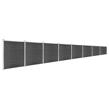vidaXL Σετ Πάνελ Περίφραξης Μαύρο 1391x186cm από WPC