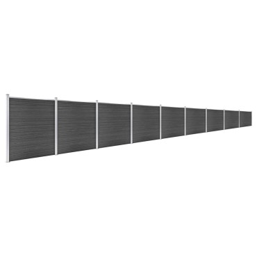 vidaXL Σετ Πάνελ Περίφραξης Μαύρο 1564x186cm από WPC