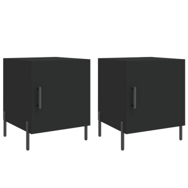 vidaXL Κομοδίνα 2 τεμ. Μαύρα 40x40x50cm από Επεξεργασμένο Ξύλο