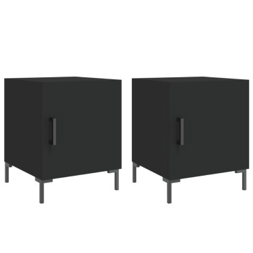 vidaXL Κομοδίνα 2 τεμ. Μαύρα 40x40x50cm από Επεξεργασμένο Ξύλο