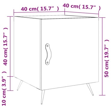 vidaXL Κομοδίνα 2 τεμ. Μαύρα 40x40x50cm από Επεξεργασμένο Ξύλο