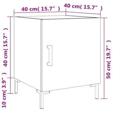 vidaXL Κομοδίνο Καπνιστή Δρυς 40x40x50cm από Επεξεργασμένο Ξύλο 1 τεμ.