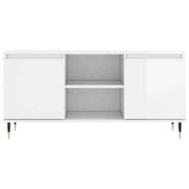 vidaXL Έπιπλο Τηλεόρασης Γυαλ. Λευκό 104x35x50cm Επεξεργ. Ξύλο