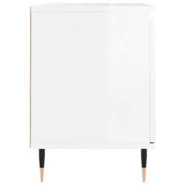 vidaXL Έπιπλο Τηλεόρασης Γυαλ. Λευκό 104x35x50cm Επεξεργ. Ξύλο