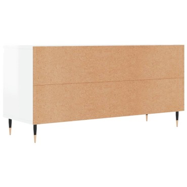 vidaXL Έπιπλο Τηλεόρασης Γυαλ. Λευκό 104x35x50cm Επεξεργ. Ξύλο