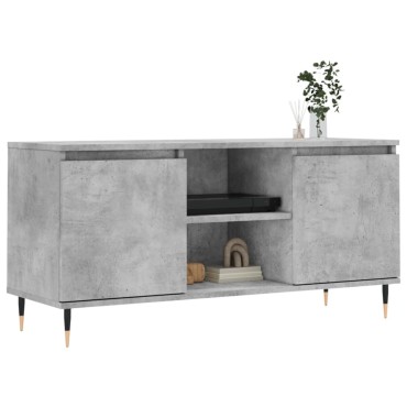 vidaXL Έπιπλο Τηλεόρασης Γκρι Σκυροδ. 104x35x50cm Επεξεργ. Ξύλο