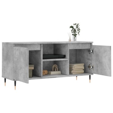 vidaXL Έπιπλο Τηλεόρασης Γκρι Σκυροδ. 104x35x50cm Επεξεργ. Ξύλο