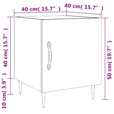 vidaXL Κομοδίνο Γκρι Sonoma 40x40x50cm από Επεξεργασμένο Ξύλο 1 τεμ.