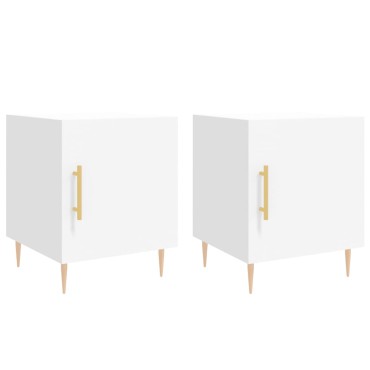 vidaXL Κομοδίνα 2 τεμ. Λευκά 40x40x50cm από Επεξεργασμένο Ξύλο