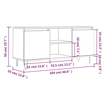 vidaXL Έπιπλο Τηλεόρασης Γκρι Σκυροδ. 104x35x50cm Επεξεργ. Ξύλο