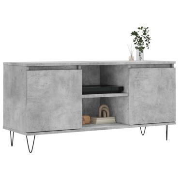 vidaXL Έπιπλο Τηλεόρασης Γκρι Σκυροδ. 104x35x50cm Επεξεργ. Ξύλο