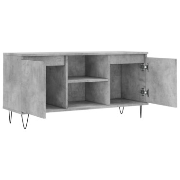 vidaXL Έπιπλο Τηλεόρασης Γκρι Σκυροδ. 104x35x50cm Επεξεργ. Ξύλο