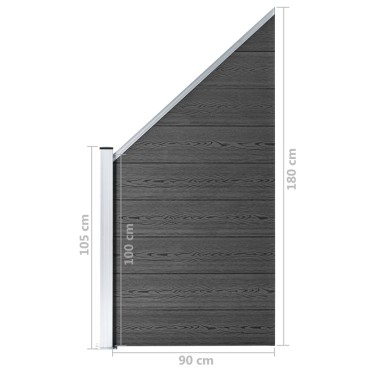 vidaXL Σετ Πάνελ Περίφραξης Μαύρο 1484x(105-186)cm από WPC