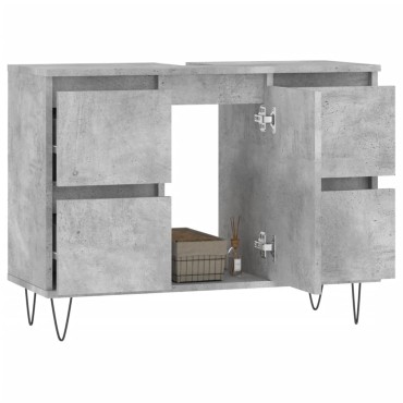 vidaXL Ντουλάπι Μπάνιου Γκρι Σκυροδέματος 80x33x60cm Επεξ. Ξύλο
