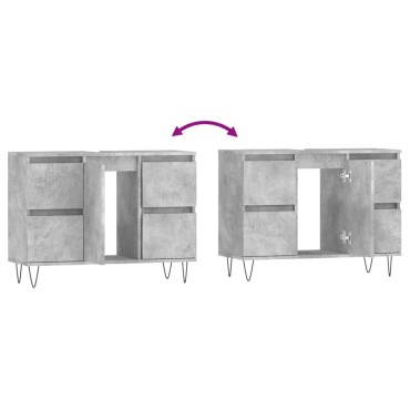 vidaXL Ντουλάπι Μπάνιου Γκρι Σκυροδέματος 80x33x60cm Επεξ. Ξύλο