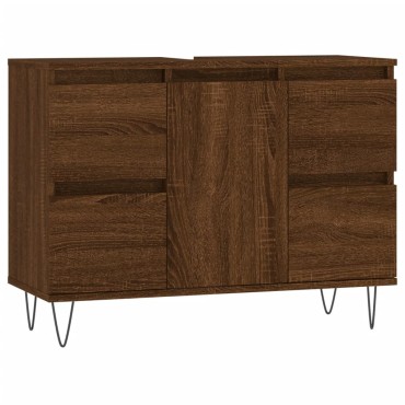 vidaXL Ντουλάπι Μπάνιου Καφέ Δρυς 80x33x60cm Επεξεργασμένο Ξύλο