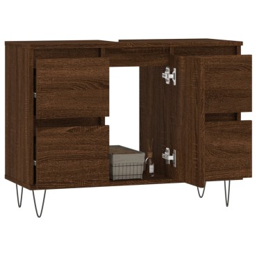 vidaXL Ντουλάπι Μπάνιου Καφέ Δρυς 80x33x60cm Επεξεργασμένο Ξύλο