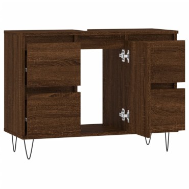 vidaXL Ντουλάπι Μπάνιου Καφέ Δρυς 80x33x60cm Επεξεργασμένο Ξύλο