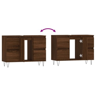 vidaXL Ντουλάπι Μπάνιου Καφέ Δρυς 80x33x60cm Επεξεργασμένο Ξύλο