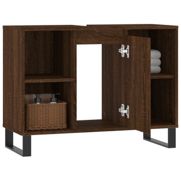vidaXL Ντουλάπι Μπάνιου Καφέ Δρυς 80x33x60cm Επεξεργασμένο Ξύλο 1 τεμ.