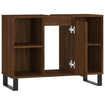 vidaXL Ντουλάπι Μπάνιου Καφέ Δρυς 80x33x60cm Επεξεργασμένο Ξύλο 1 τεμ.
