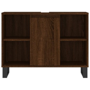 vidaXL Ντουλάπι Μπάνιου Καφέ Δρυς 80x33x60cm Επεξεργασμένο Ξύλο 1 τεμ.