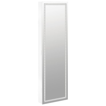 vidaXL Έπιπλο Κοσμημάτων με Καθρέφτη/LED Φώτα Επιτοίχιο Λευκό