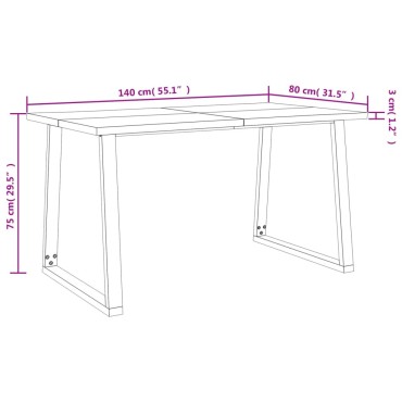 vidaXL Τραπεζαρία με Φυσικό Περίγραμμα 140x80x75cm Μασίφ Ξύλο Ακακίας 1 τεμ.
