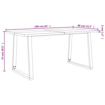 vidaXL Τραπεζαρία με Φυσικό Περίγραμμα 160x80x75cm Μασίφ Ξύλο Ακακίας 1 τεμ.
