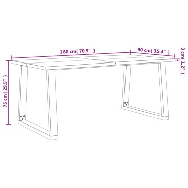 vidaXL Τραπεζαρία με Φυσικό Περίγραμμα 180x90x75cm Μασίφ Ξύλο Ακακίας 1 τεμ.