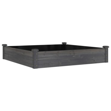 vidaXL Ζαρντινιέρα Υπερυψ. με Επένδυση Γκρι 120x120x25 εκ. Μασίφ Ελάτη