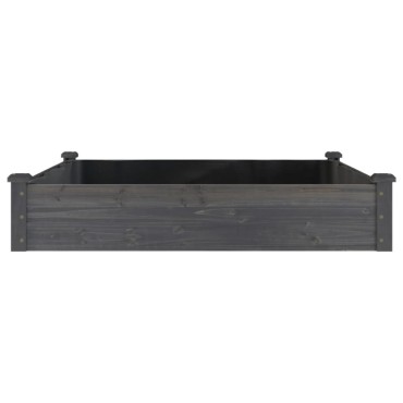 vidaXL Ζαρντινιέρα Υπερυψ. με Επένδυση Γκρι 120x120x25 εκ. Μασίφ Ελάτη