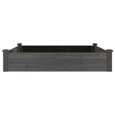vidaXL Ζαρντινιέρα Υπερυψ. με Επένδυση Γκρι 120x120x25 εκ. Μασίφ Ελάτη