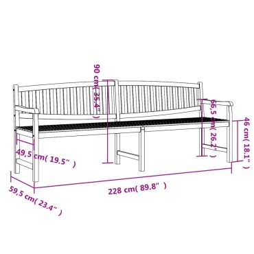 vidaXL Παγκάκι Κήπου 228x59,5x90cm από Μασίφ Ξύλο Teak 1 τεμ.