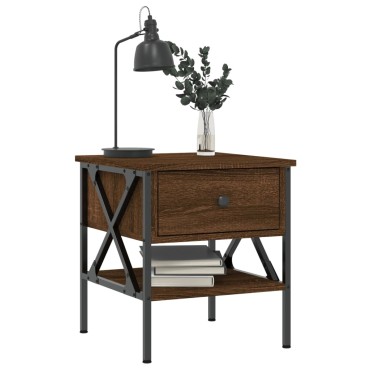 vidaXL Κομοδίνα 2 τεμ. Καφέ Δρυς 40x42x45cm από Επεξεργασμένο Ξύλο