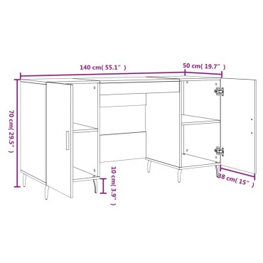 vidaXL Γραφείο Γκρι Sonoma 140x50x75cm από Επεξεργασμένο Ξύλο 1 τεμ.