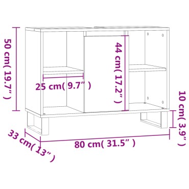 vidaXL Ντουλάπι Μπάνιου Λευκό 80x33x60cm Επεξεργασμένο Ξύλο 1 τεμ.