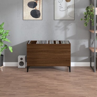 vidaXL Δισκοθήκη Καφέ Δρυς 74,5x38x48cm από Επεξεργασμένο Ξύλο