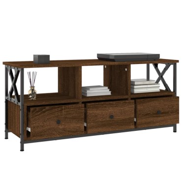 vidaXL Έπιπλο Τηλεόρασης Καφέ Δρυς 102x33x45cm Επεξ. Ξύλο/Σίδερο
