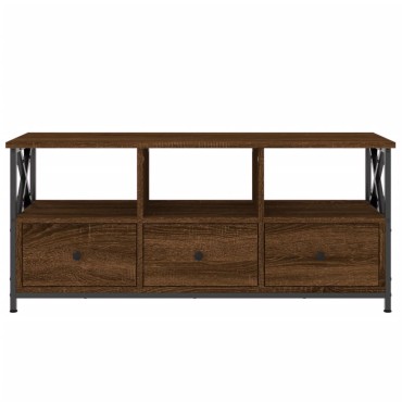 vidaXL Έπιπλο Τηλεόρασης Καφέ Δρυς 102x33x45cm Επεξ. Ξύλο/Σίδερο